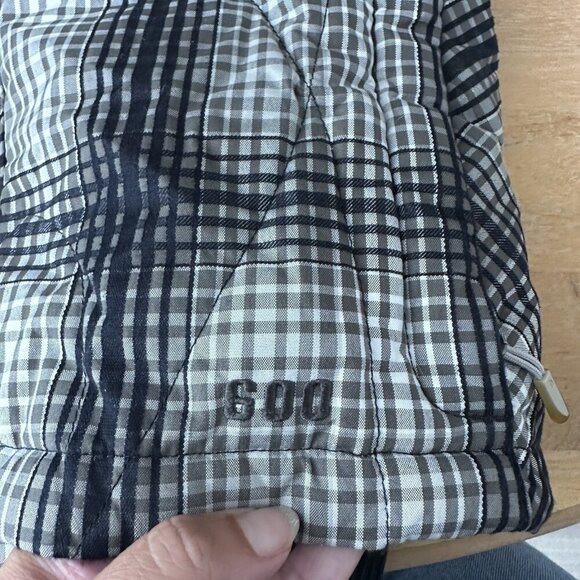 North Face Vest Womens Small P Plaid 600 Down Fill Hooded Faux Fur Puffer Jacket - Picture 14 of 16